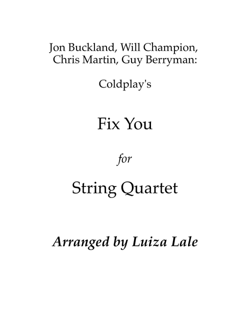 Fix You (Arr. Luiza Lale) - Coldplay (String Quartet)