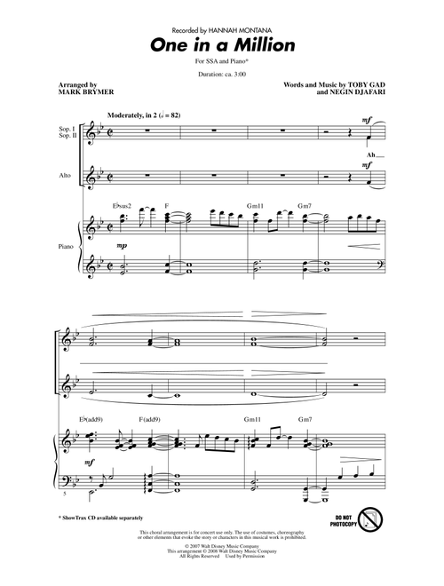 One In A Million (Arr. Mark Brymer) - Hannah Montana (Choral, SSA)
