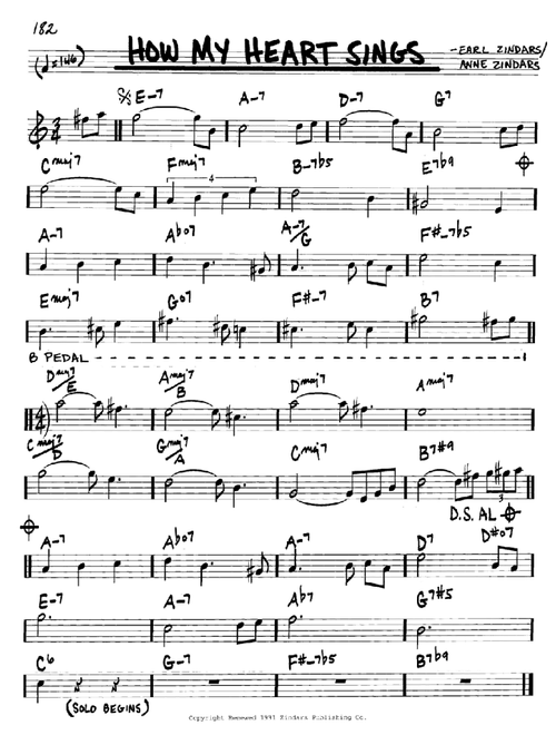 How My Heart Sings - Bill Evans (Real Book - Melody-Chords)