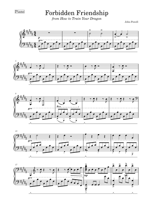 Forbidden friendship – John Powell - How to Train Your Dragon - for Solo Piano