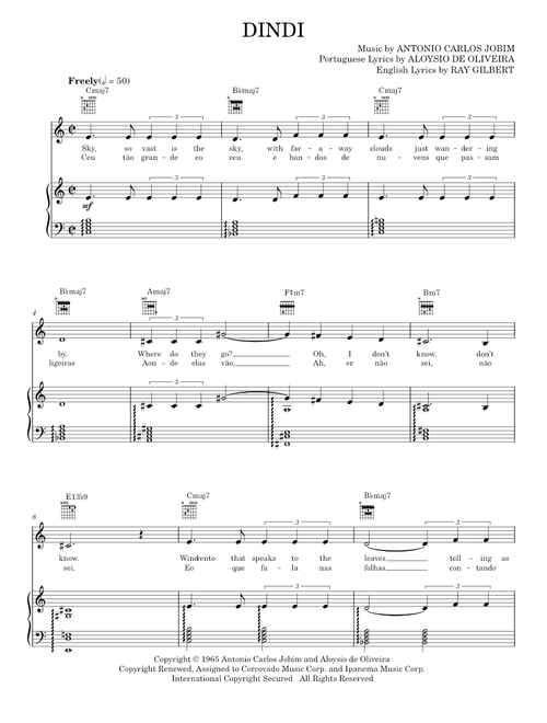 Dindi - Aloysio de Oliveira, Antonio Carlos Jobim, Frank Sinatra (Piano-Vocal-Guitar)