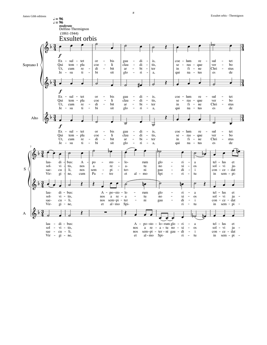 Exsultet orbis Delfino Thermignon Sheet music for Alto, Woodwinds
