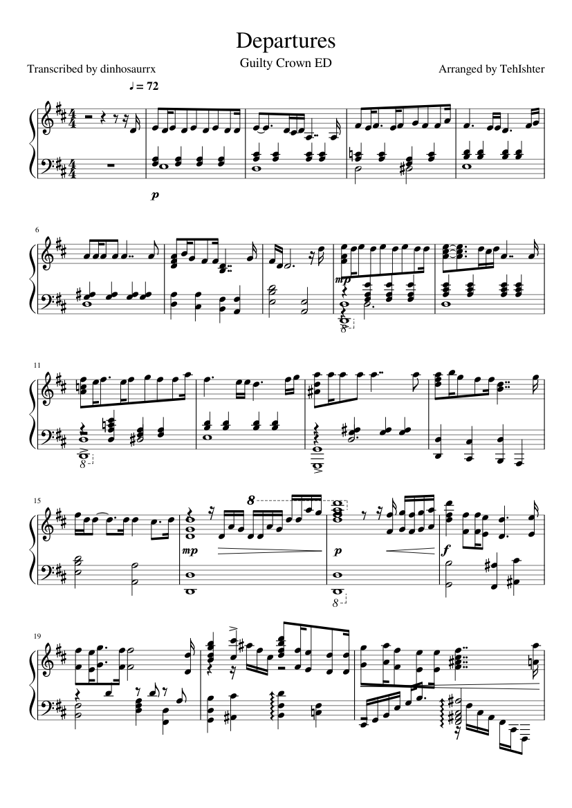 Departures Guilty Crown Ed Sheet Music For Piano Solo Musescore Com Departures Guilty Crown Ed Sheet Music For Piano Solo Musescore Com