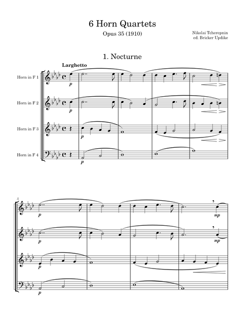 6 Horn Quartets, Op.35 – Nikolai Tcherepnin