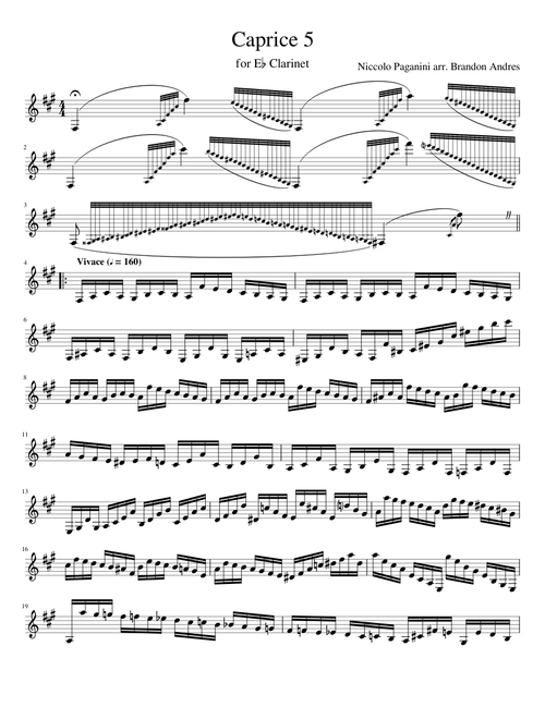 Caprice 5 for Clarinet in E-flat