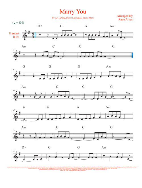 Marry You (Arr. Rene Alves) - Bruno Mars (Trumpet Solo)