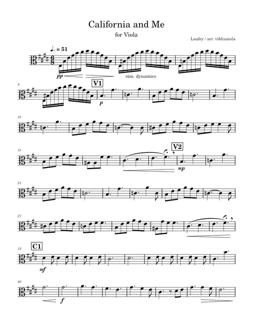 California and Me – Laufey (viola sheet music)