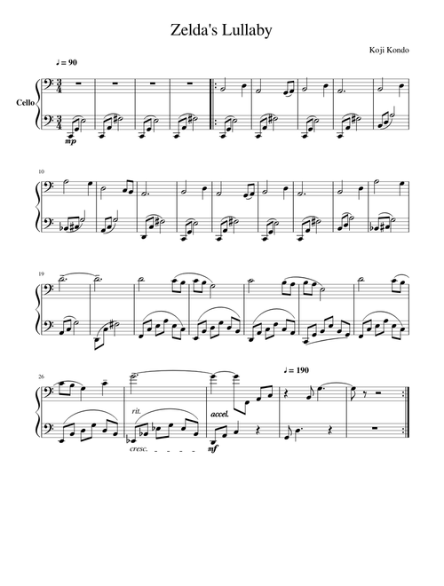 Zelda's Lullaby (Cello Duet or Cello Solo)