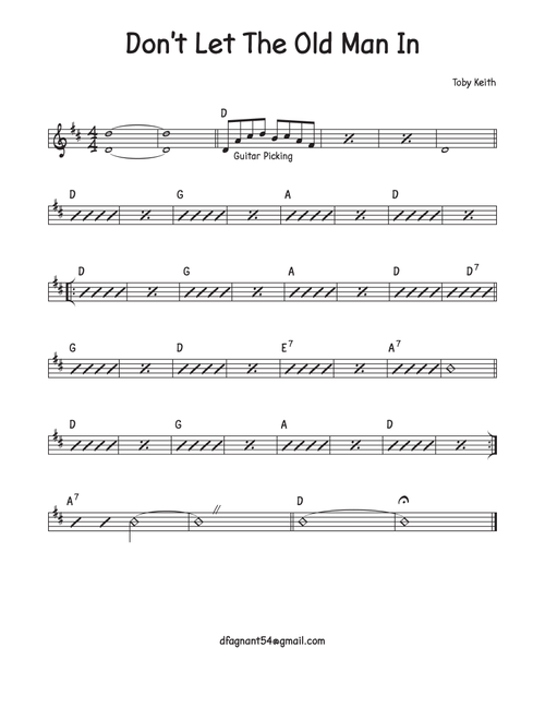 Don't Let The Old Man In (Arr. David M Fagnant) - Toby Keith (Lead Sheet - Fake Book)