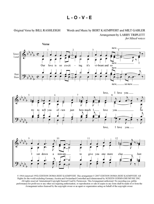L-O-V-E (Arr. Larry Triplett) - Natalie Cole (Choral, SATB)