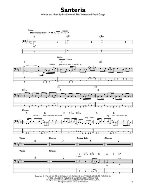 Santeria - Sublime (Easy Bass Tab)
