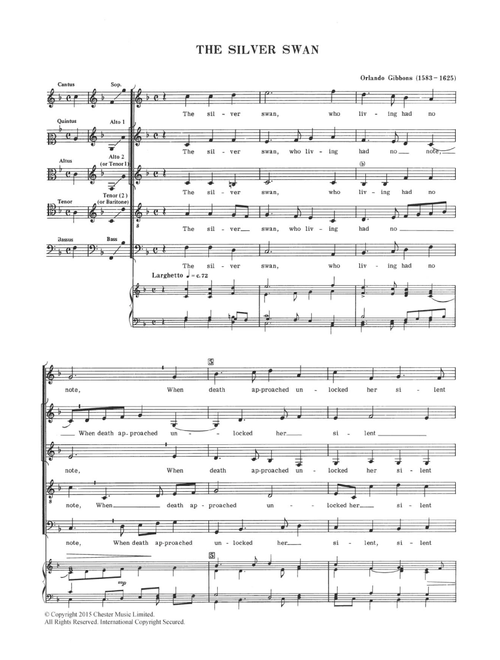 The Silver Swan - Orlando Gibbons (Choral, SATB)
