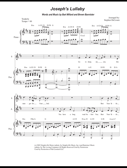 Joseph's Lullaby (Arr. Stephen DeCesare) - MercyMe (Voice Duet and Piano)