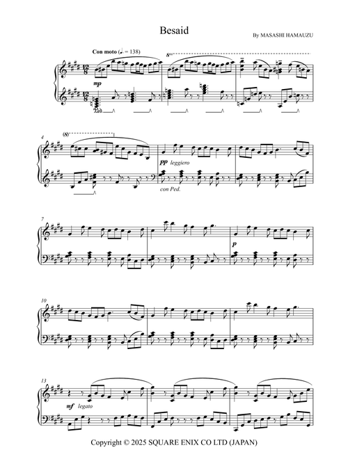 Besaid (Arr. Hollywood Music Publishing) - Masashi Hamauzu (Piano Solo)