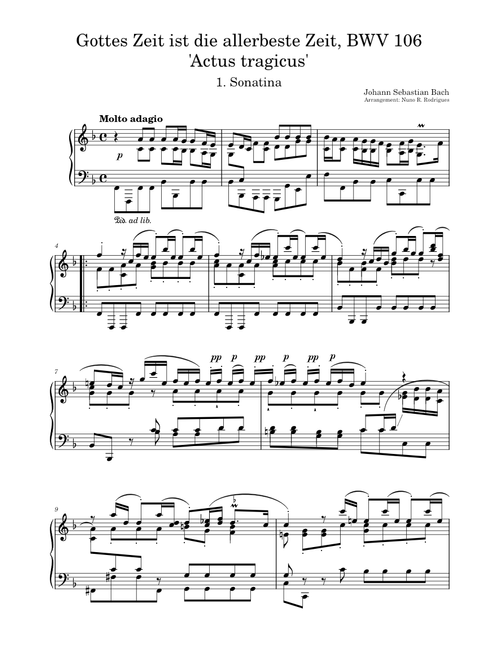 Gottes Zeit ist die allerbeste Zeit, BWV 106 – Johann Sebastian Bach ('Actus tragicus', piano solo)