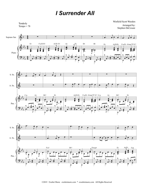 I Surrender All (Duet for Soprano and Alto Saxophone) (Arr. Stephen DeCesare) - Winfield Scott Weeden (Instrumental Duet and Piano)