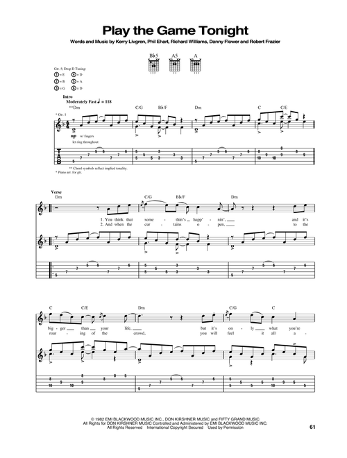 Play The Game Tonight - Kansas (Guitar Tab)