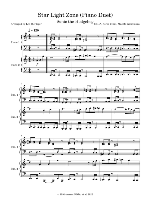 Piano Duet: Star Light Zone (Sonic the Hedgehog)