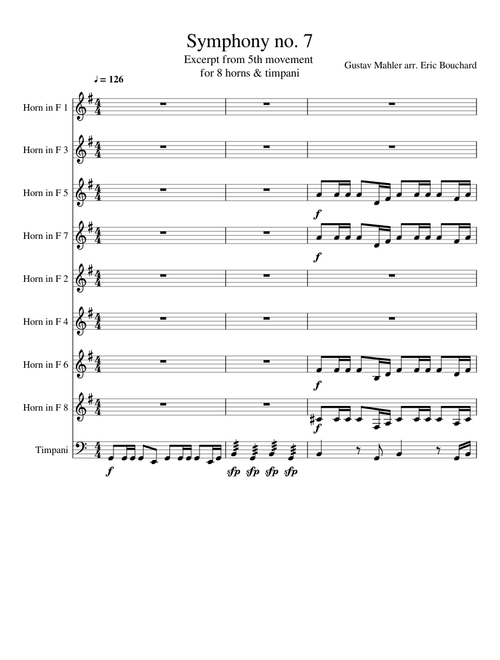Mahler's Symphony no 7 for 8 horns and timpani