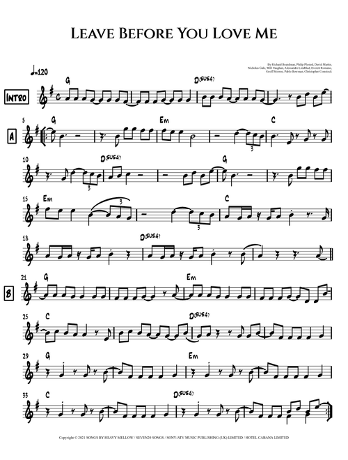 Leave Before You Love Me (Arr. Lef Germenlis) - Marshmello & Jonas Brothers (Lead Sheet - Fake Book)