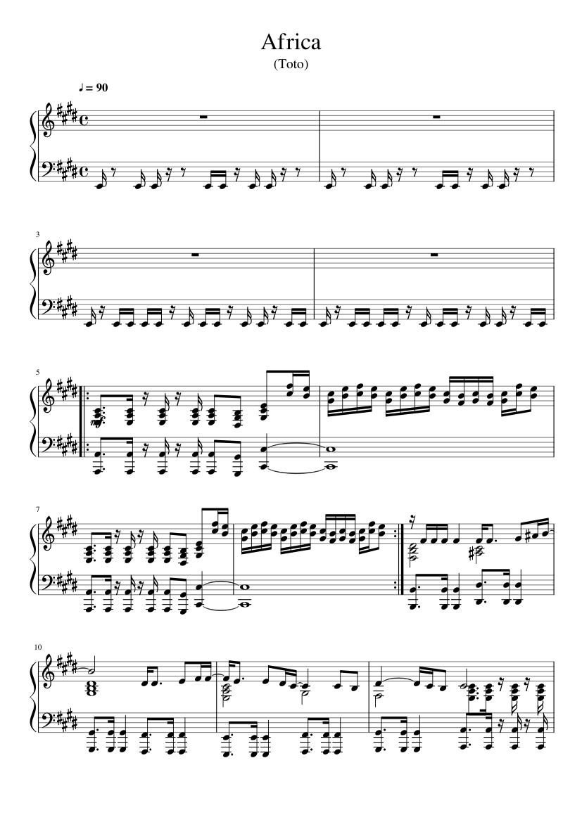 encuesta La oficina Nacarado Africa - Toto Sheet music for Piano (Solo) | Musescore.com