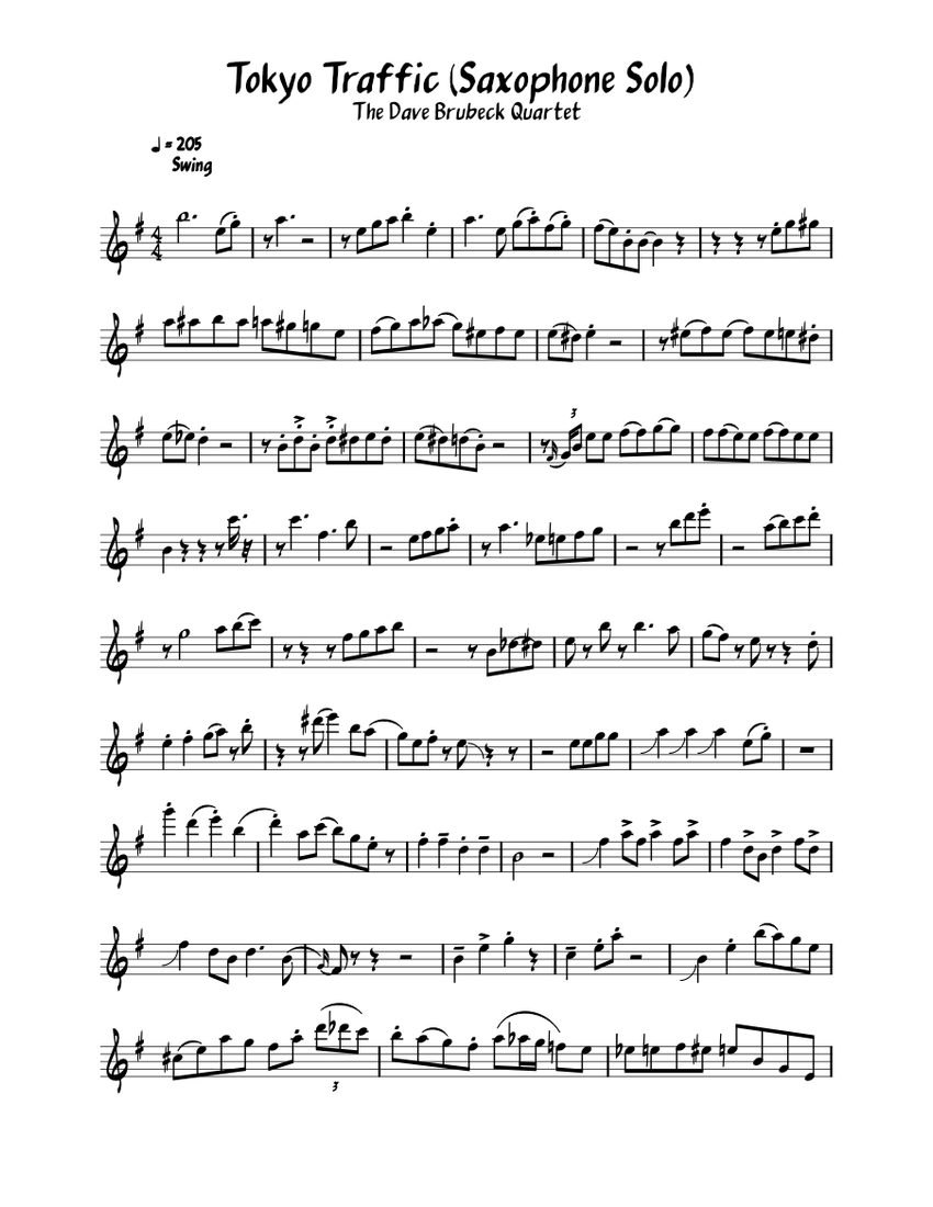 Tokyo Traffic – The Dave Brubeck Quartet Tokyo Traffic (Saxophone