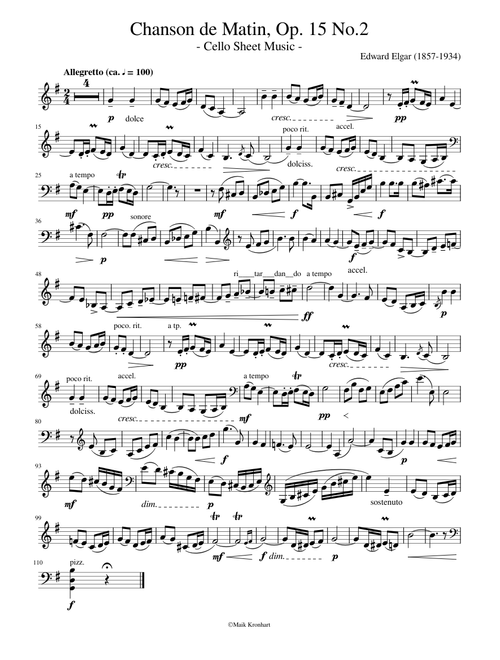 Chanson de Matin, Op. 15 No.2 - Cello Sheet Music -