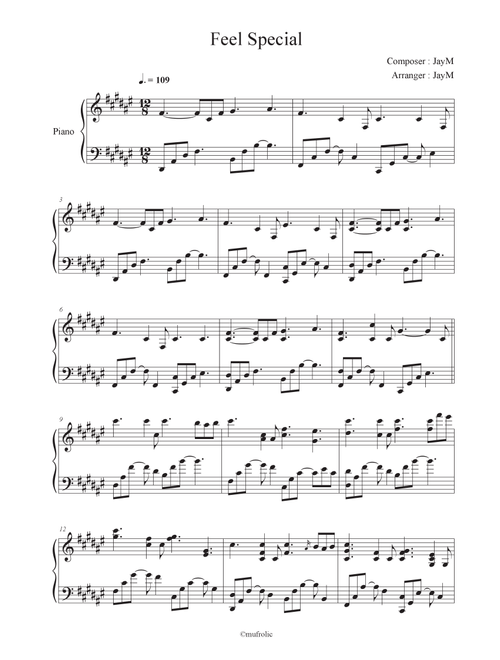 Feel Special (Arr. JayM) (Piano Solo)