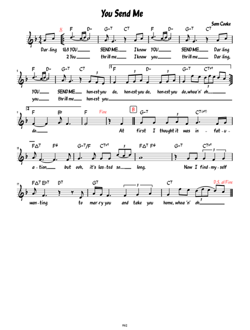 You Send Me (Lead sheet with lyrics formatted for iPad)