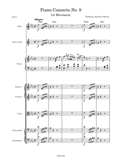 Piano Concerto No. 9 in E-flat Major, K.271, 1st Movement (Allegro) – Wolfgang Amadeus Mozart