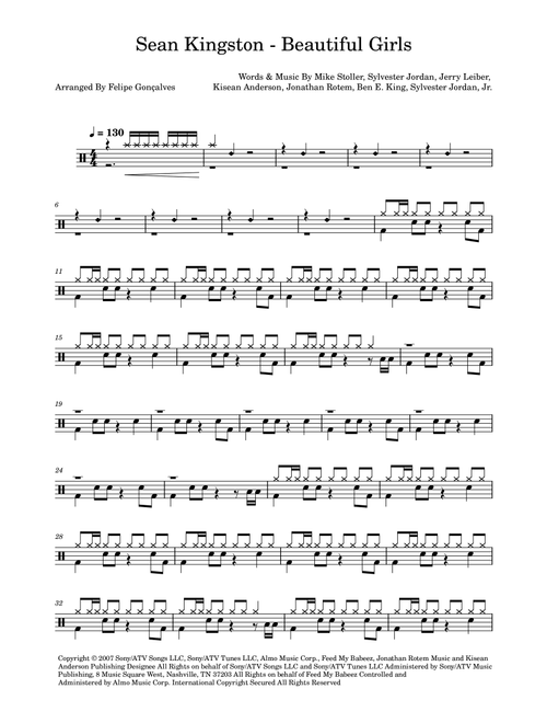 Beautiful Girls (Arr. The Ninja) - Sean Kingston (Drums)