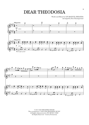 Play Official version of Dear Theodosia Sheet Music by Lin-Manuel ...