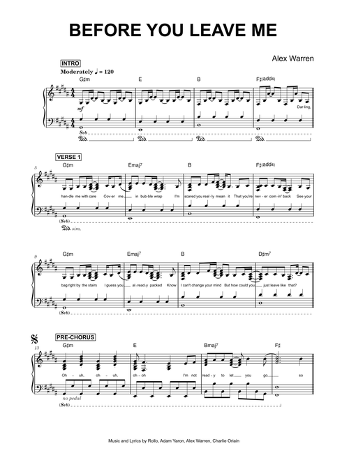 Before You Leave Me - Alex Warren (Piano)