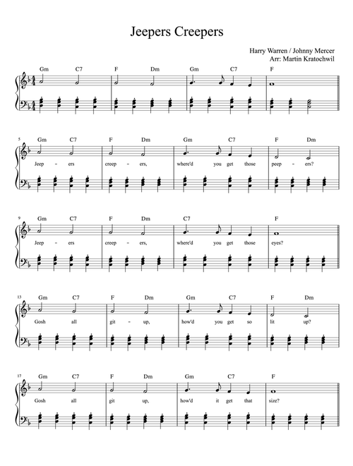 Jeepers Creepers (Arr. Martin Kratochwil) - Harry Warren (Piano Vocal)