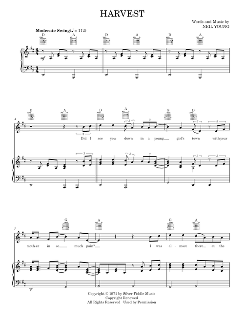 Harvest - Neil Young (Piano-Vocal-Guitar)