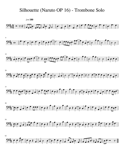 Silhouette (Naruto OP 16) - Trombone Solo