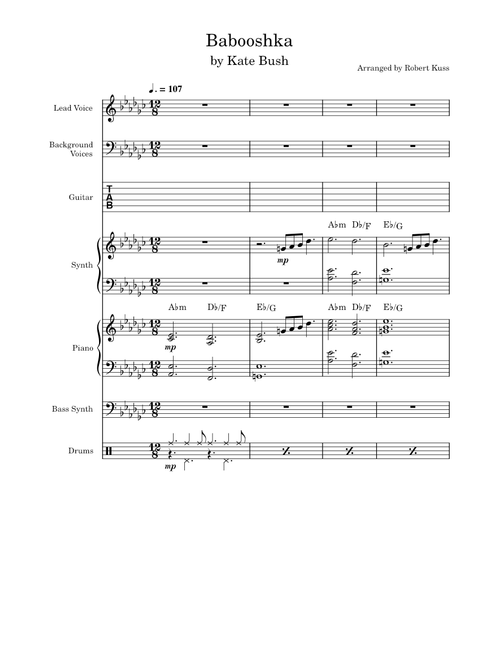 Babooshka – Kate Bush (Full Band Score)