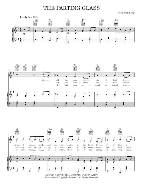 The Parting Glass - Irish Folksong (Piano-Vocal-Guitar)