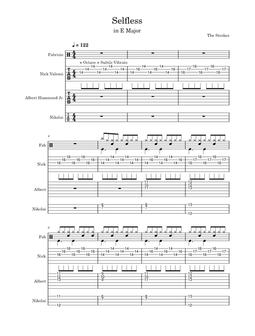The Strokes - Selfless (Full Band Tablature)