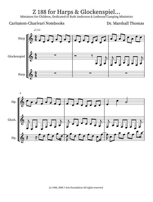 Z 188 for Harps & Glockenspiel... - Celebrity Chamber Players (Small Ensemble)