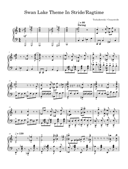 Swan Lake Theme In Stride/Ragtime – Crazystride