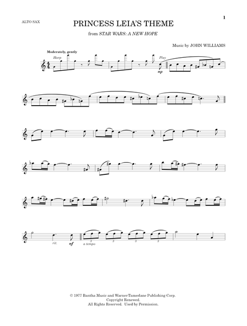 Princess Leia's Theme (from Star Wars: A New Hope) - John Williams (Alto Sax Solo)