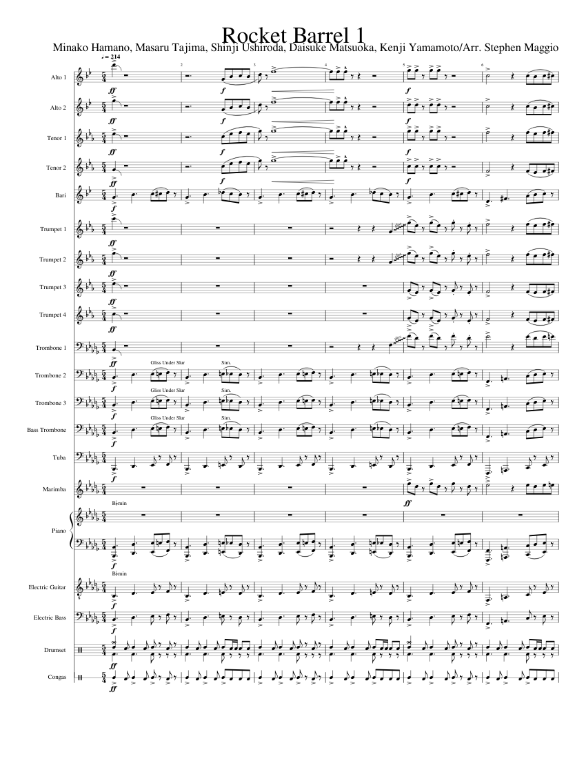 ビル・ブルーフォード ドラム楽譜「WHEN IN DOUBT,ROLL!」 Rocket Barrel Sheet Music with Chords for Piano, Trombone