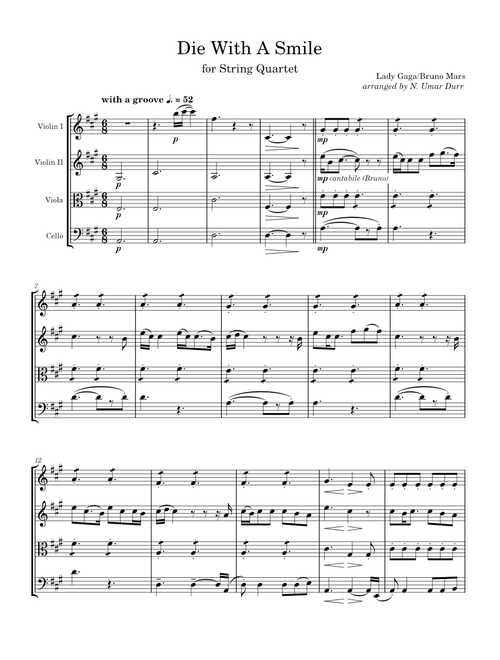 Die With A Smile - String Quartet