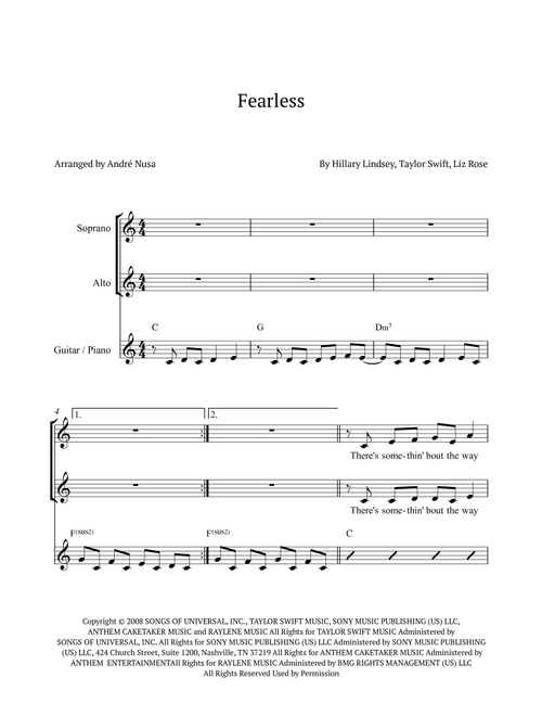 Fearless (Arr. André Nusa) - Taylor Swift (Choral, SA)