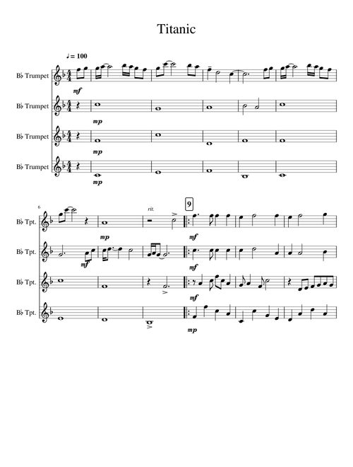 My Heart will Go On for Trumpet Quartet