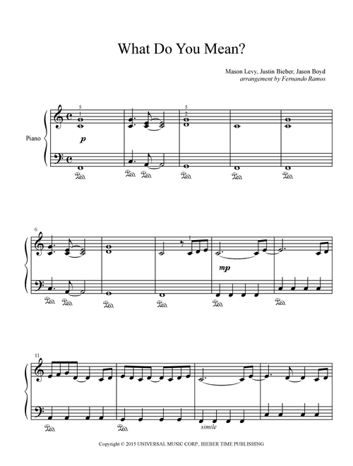 What Do You Mean? (Arr. Fernando Ramos) - Justin Bieber (Piano Solo)