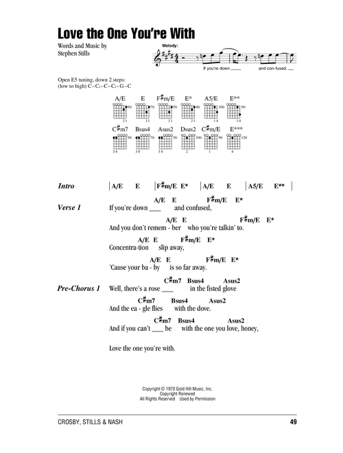 Love The One You're With - Crosby Stills & Nash, The Isley Brothers (Guitar Chords-Lyrics)