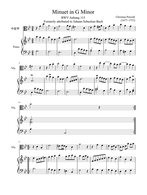 Minuet BWV Anhang 115 in G Minor