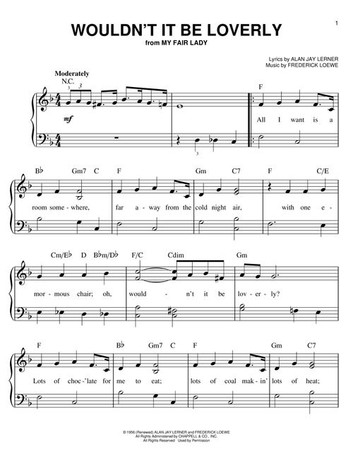 Wouldn't It Be Loverly - Alan Jay Lerner, Frederick Loewe (Easy Piano)
